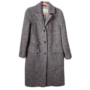 Rebecca Taylor Trench Coat Womens Size 2 Purple Pink Tweed Longline Preppy